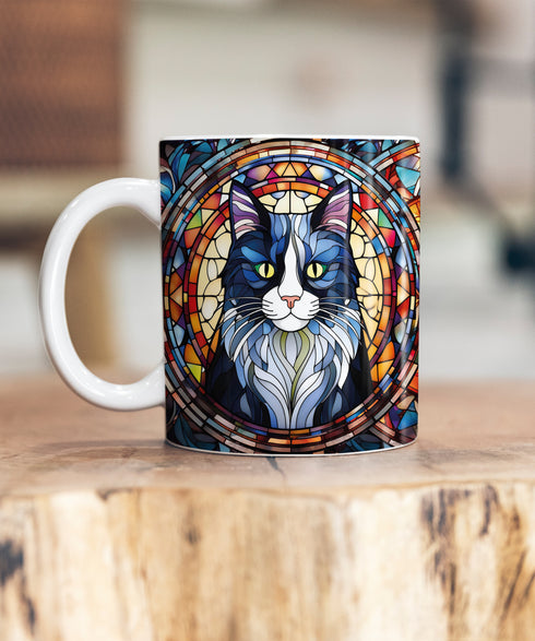 Cat Black & White Suncatcher Artwork Ceramic Mug